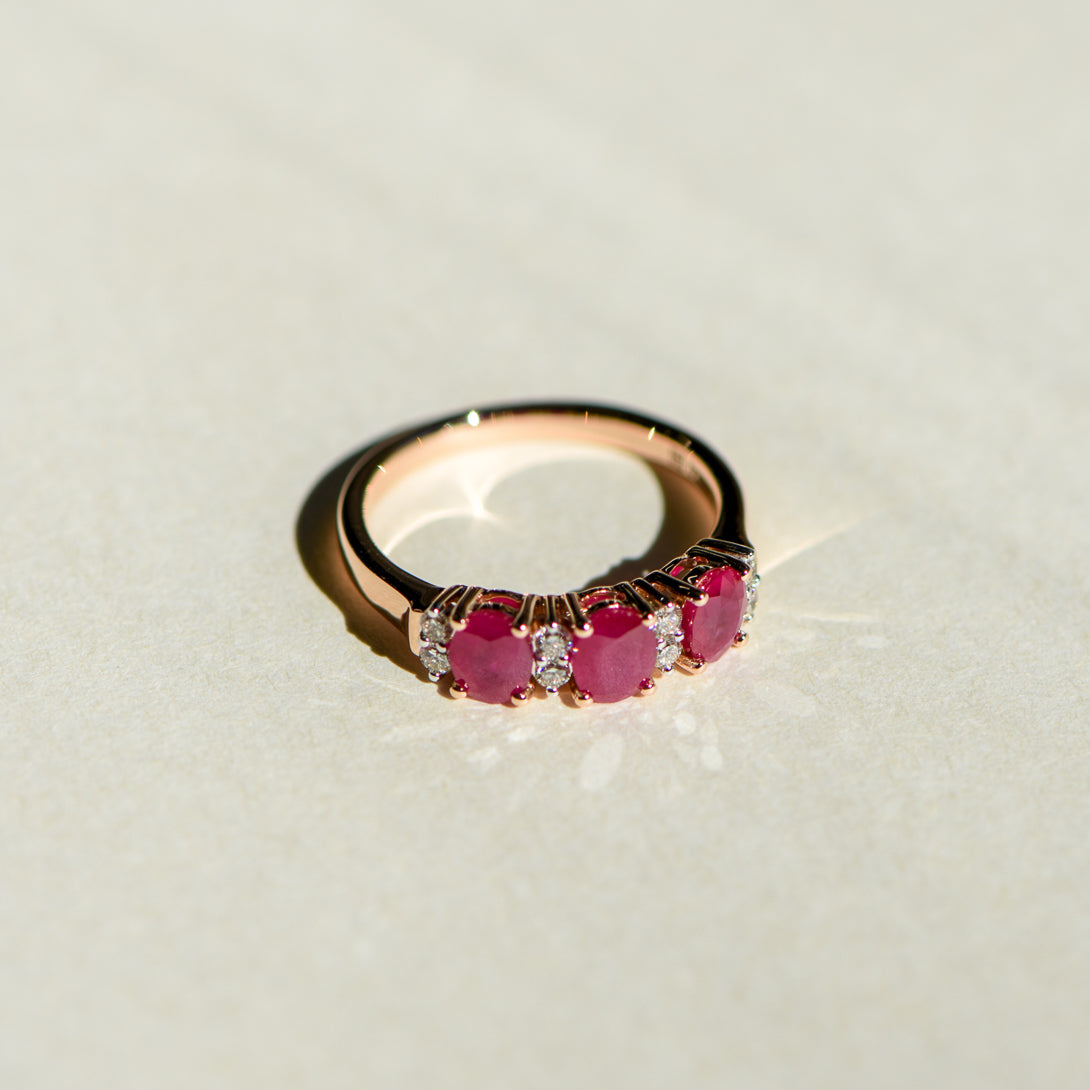 Three Stone Ruby and Diamond Ring – Matthews Jewellers