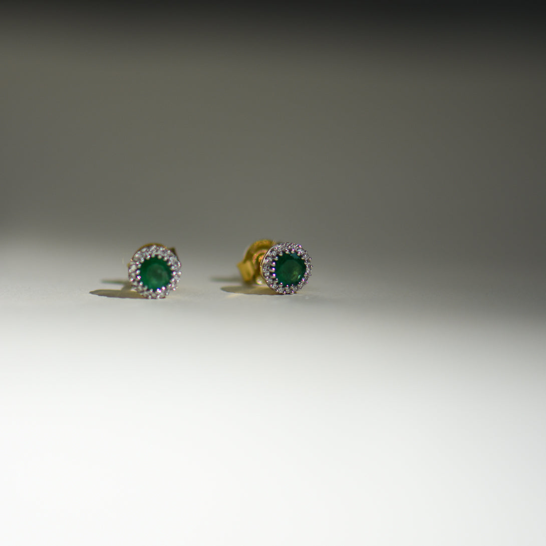 Natural emerald and on sale diamond earrings