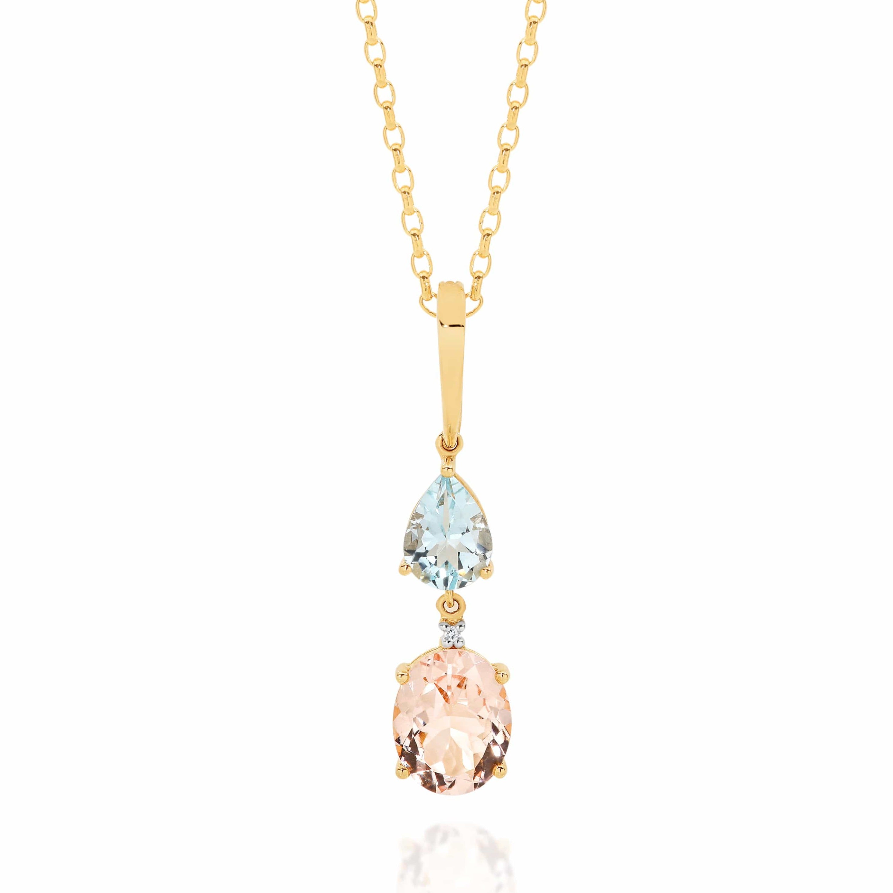 Aquamarine pendant sales yellow gold