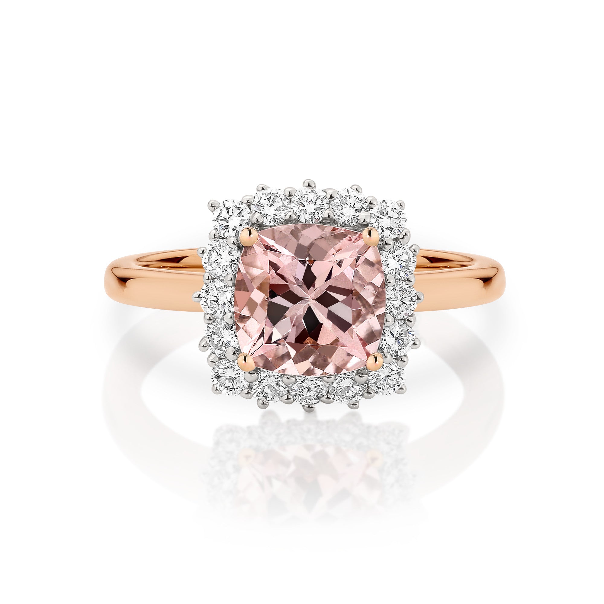 Morganite cushion outlet cut ring