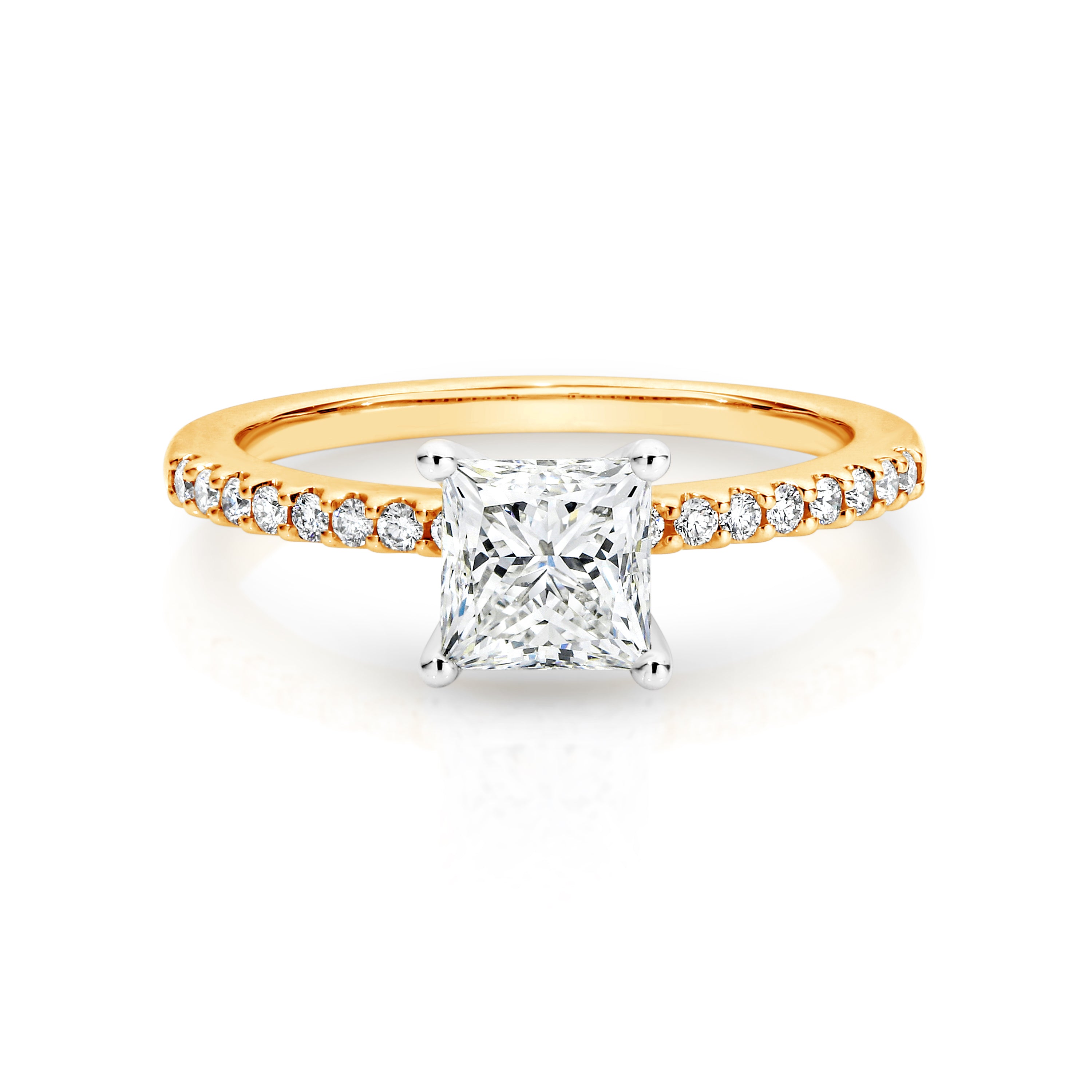 Princess cut diamond engagement 2024 ring yellow gold