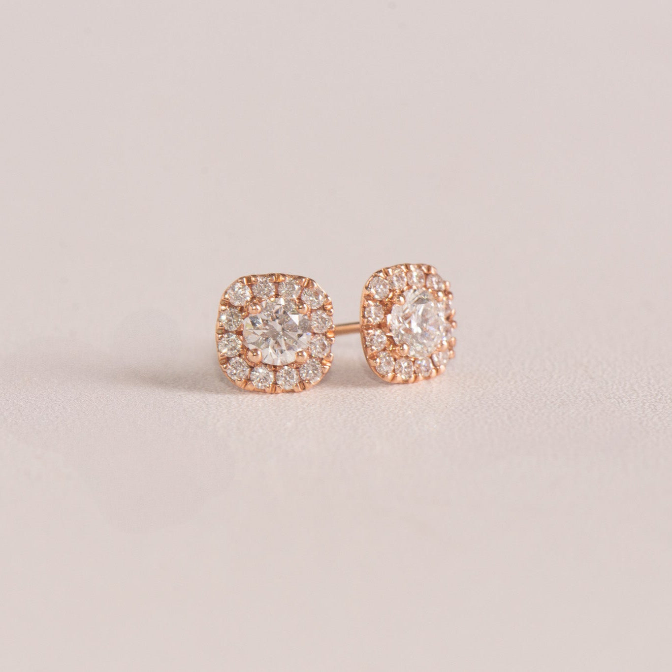 Lab Grown Square Halo Earrings