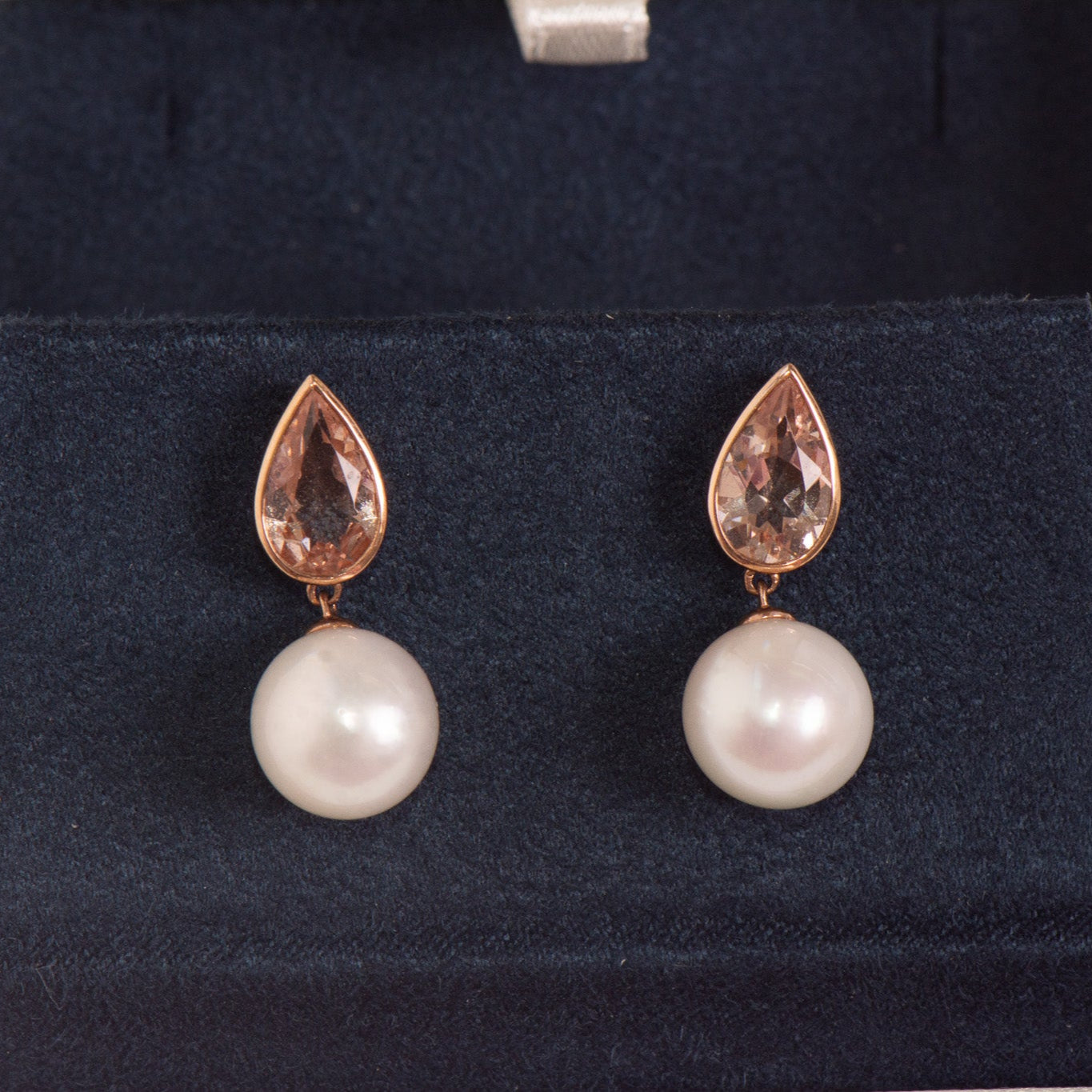 9k Rose Gold Pearl and Morganite Earrings