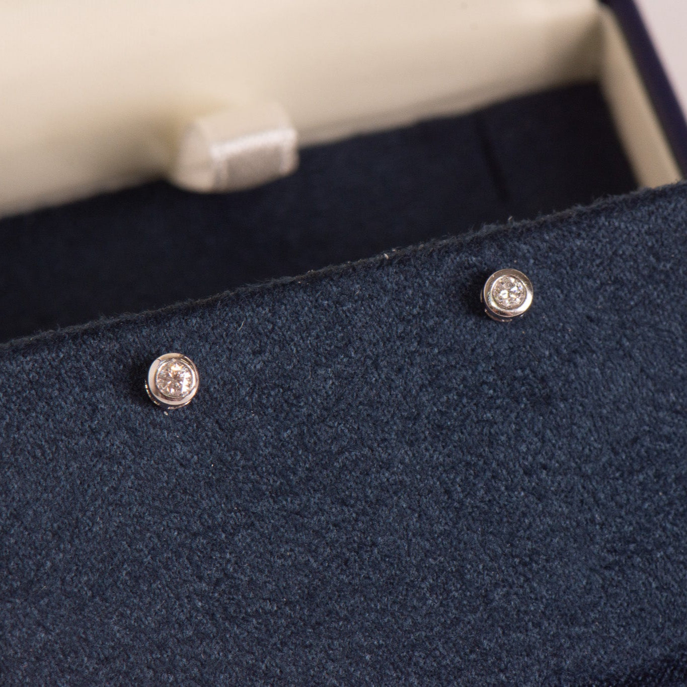 0.15ct Bezel Natural Diamond Studs in 9k White Gold