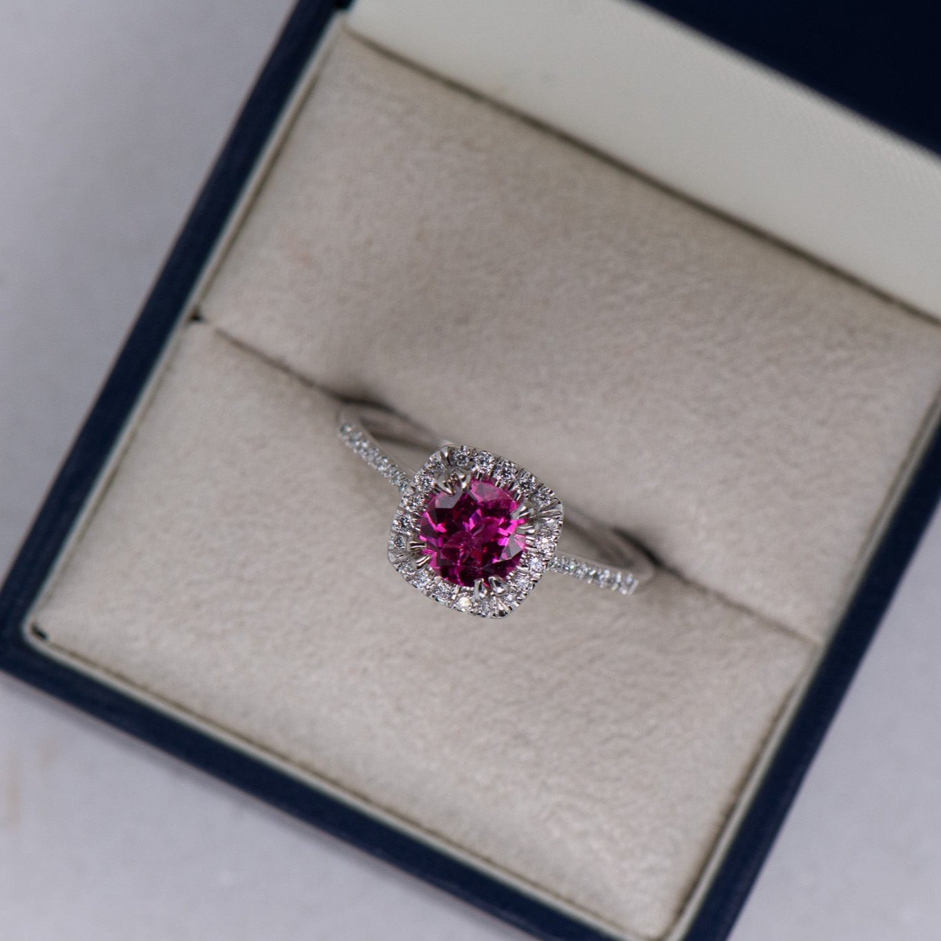 Pink Spinel and Diamond Ring