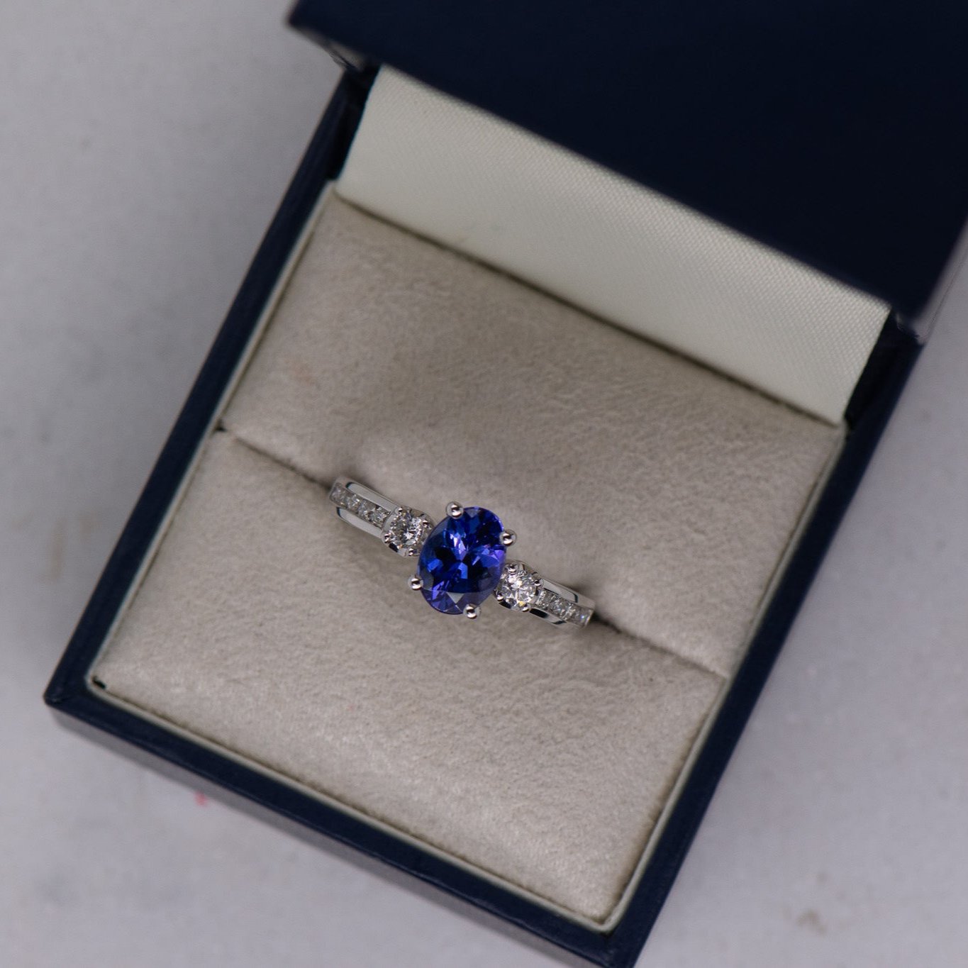 Tanzanite and Natural Diamond Ring