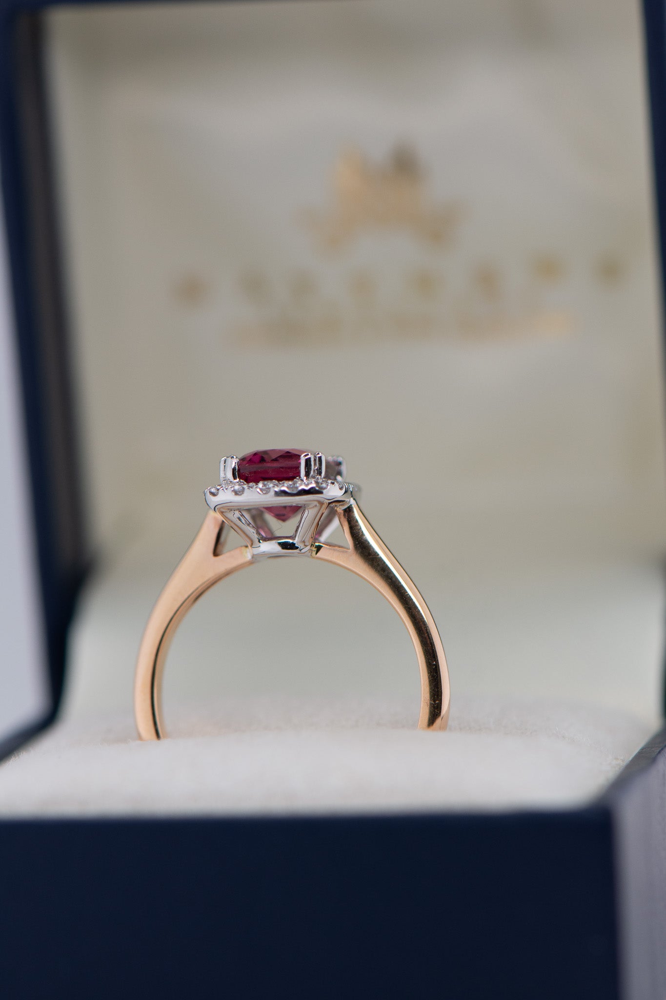 2.33ct Natural Red Spinel and Diamond Ring