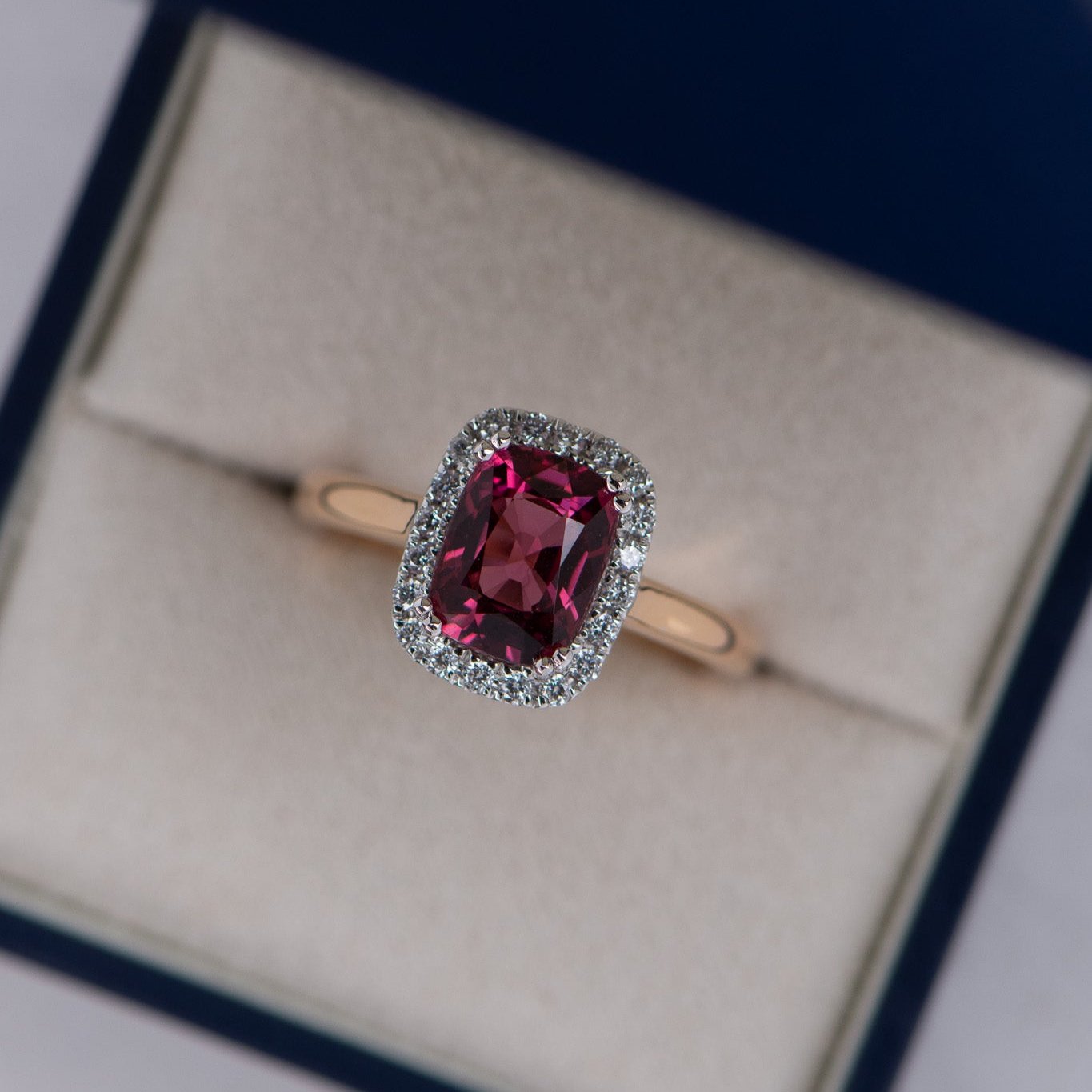 2.33ct Natural Red Spinel and Diamond Ring