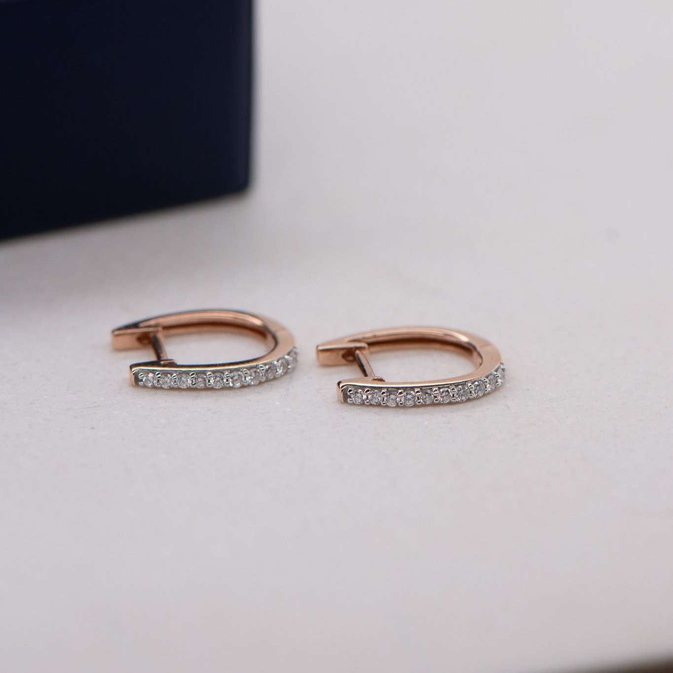 0.15ct Natural Diamond Huggies in Rose Gold