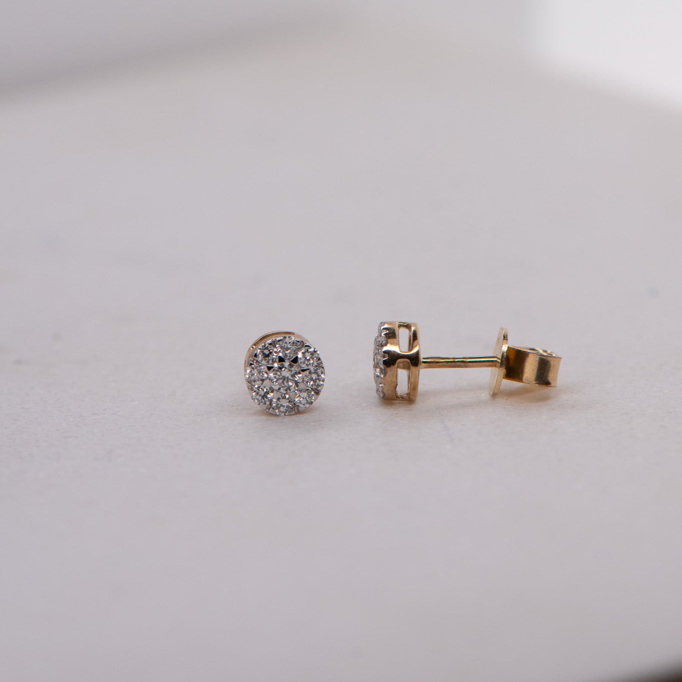 0.50ct Natural Diamond Cluster Studs in Yellow Gold