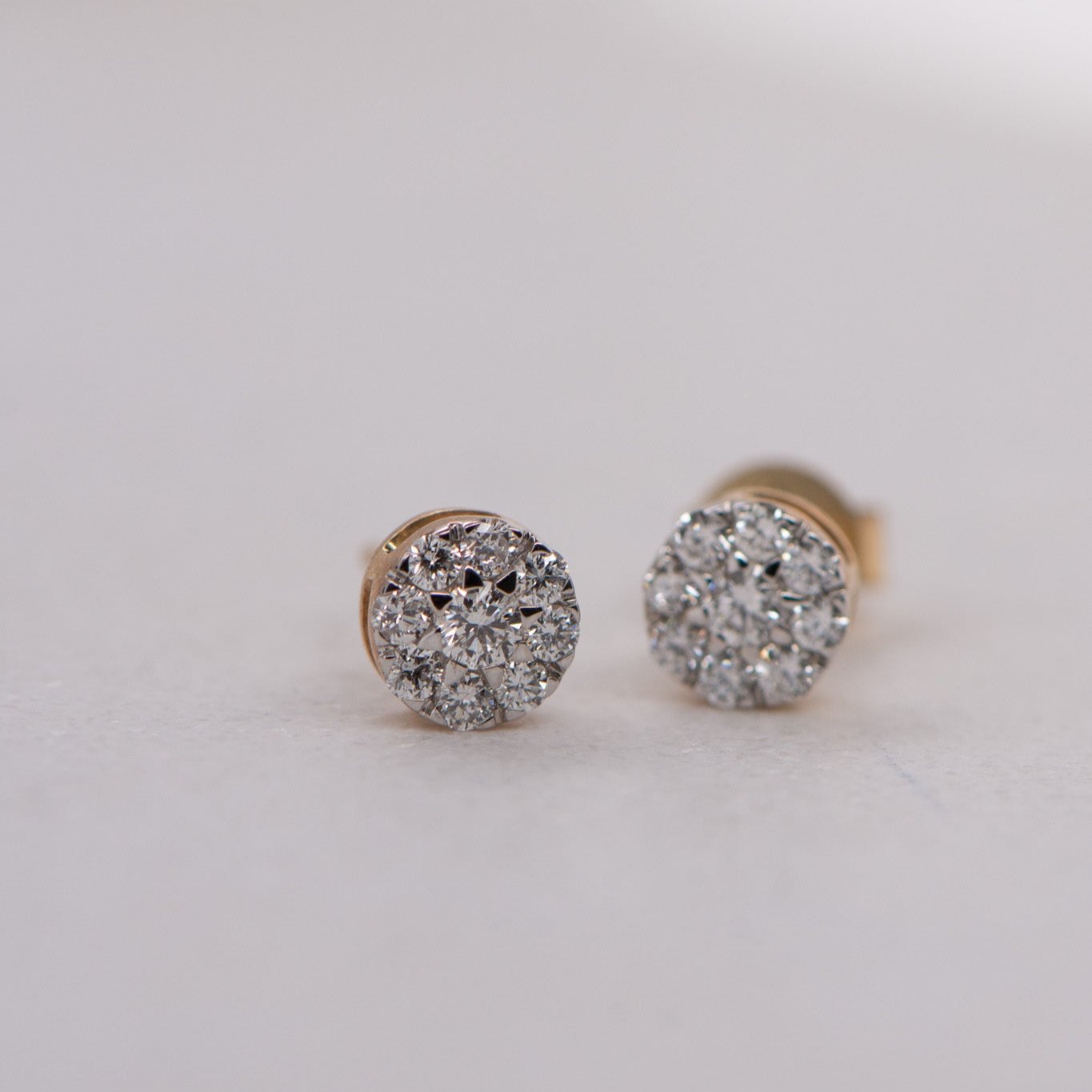 0.50ct Natural Diamond Cluster Studs in Yellow Gold