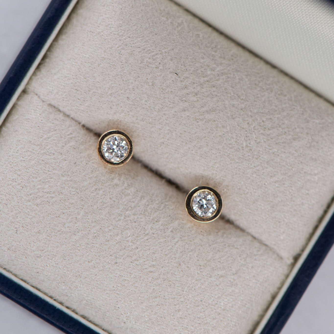 0.25ct Bezel Natural Diamond Studs in 9k Yellow Gold