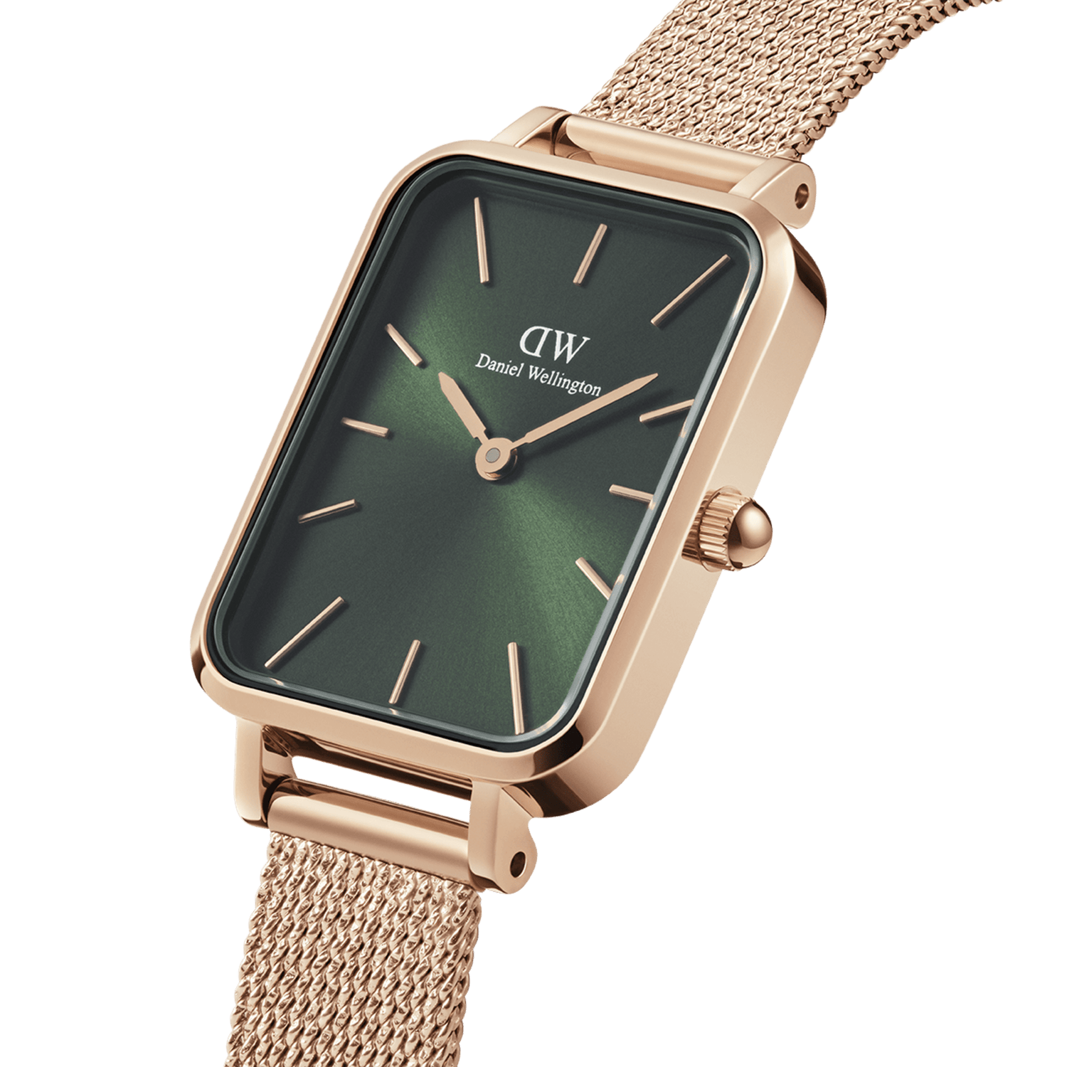 Daniel Wellington Quadro 20X26 Pressed Melrose Rose Gold Emerald Dial Watch