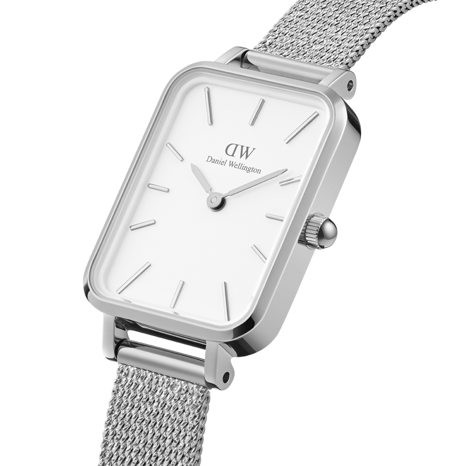 Daniel Wellington Quadro 20X26 Pressed Sterling Silver and White Watch